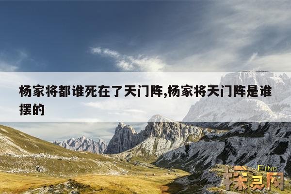 杨家将都谁死在了天门阵,杨家将天门阵是谁摆的