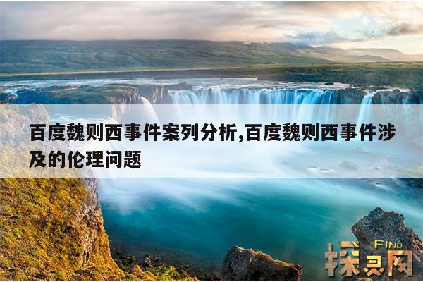 百度魏则西事件案列分析,百度魏则西事件涉及的伦理问题