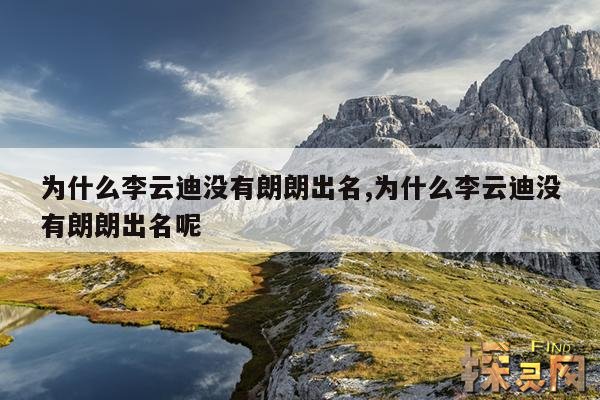 为什么李云迪没有朗朗出名,为什么李云迪没有朗朗出名呢