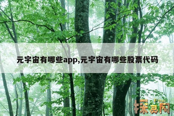 元宇宙有哪些app,元宇宙有哪些股票代码